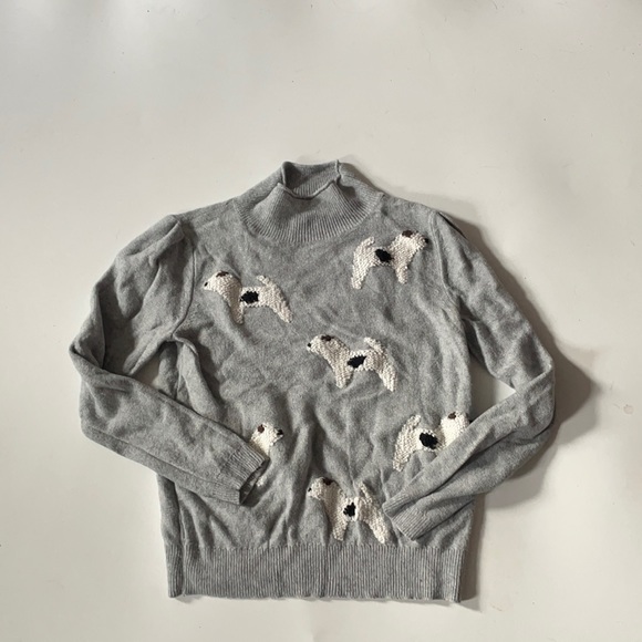 LOFT Sweaters - Loft Wms M grey turtleneck sweater with dogs
